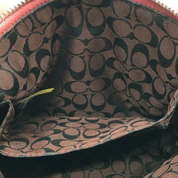 Coach Leather Large Wristlet Dark Pink Makeup Cosmetics Bag - Picture 15 of 16